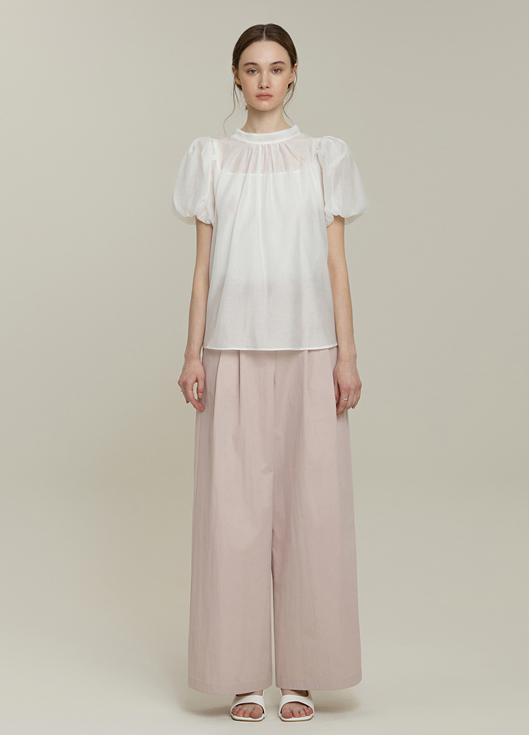 [Exclusive]와이드 벨티드 슬랙스_LIGHT PINK_3