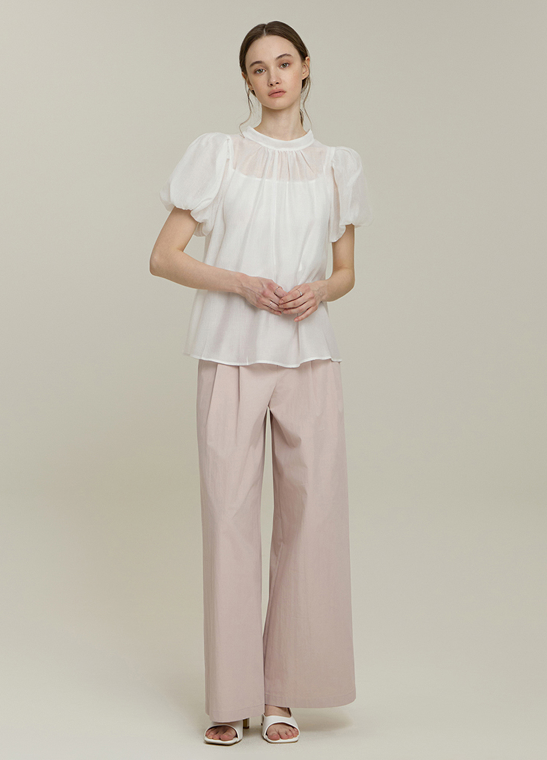 [Exclusive]와이드 벨티드 슬랙스_LIGHT PINK_4
