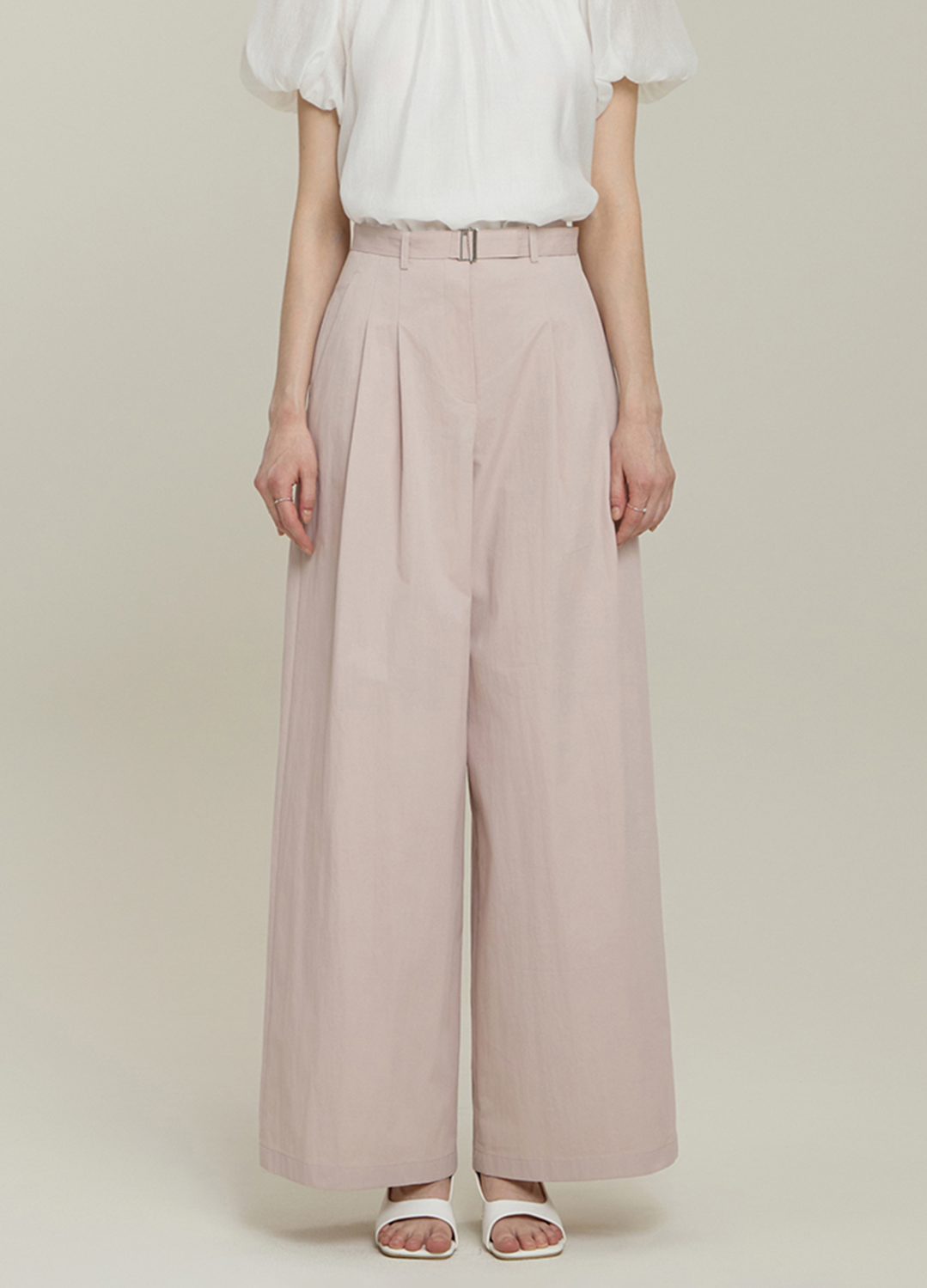 [Exclusive]와이드 벨티드 슬랙스_LIGHT PINK_6