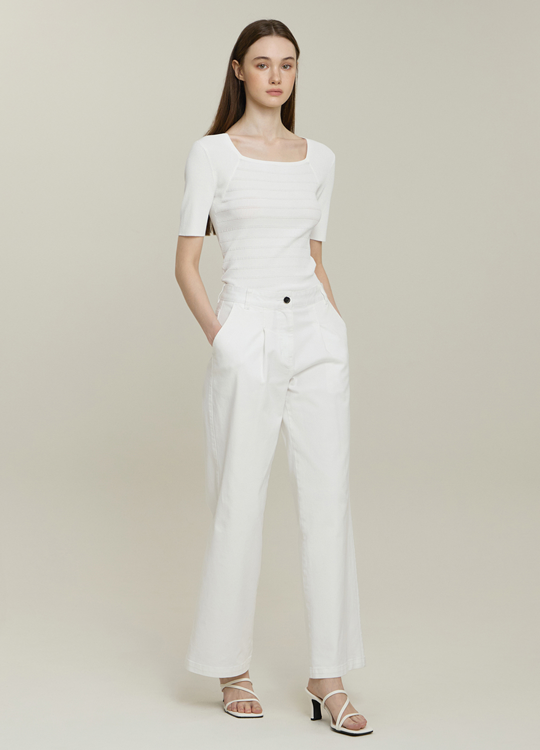 원턱 와이드 데님 팬츠_WHITE_37