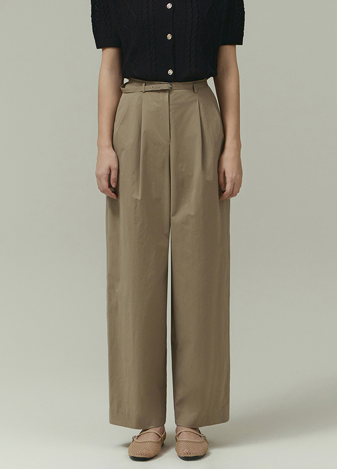 [Exclusive]하이웨이스트 캐주얼 팬츠_LIGHT KHAKI_5