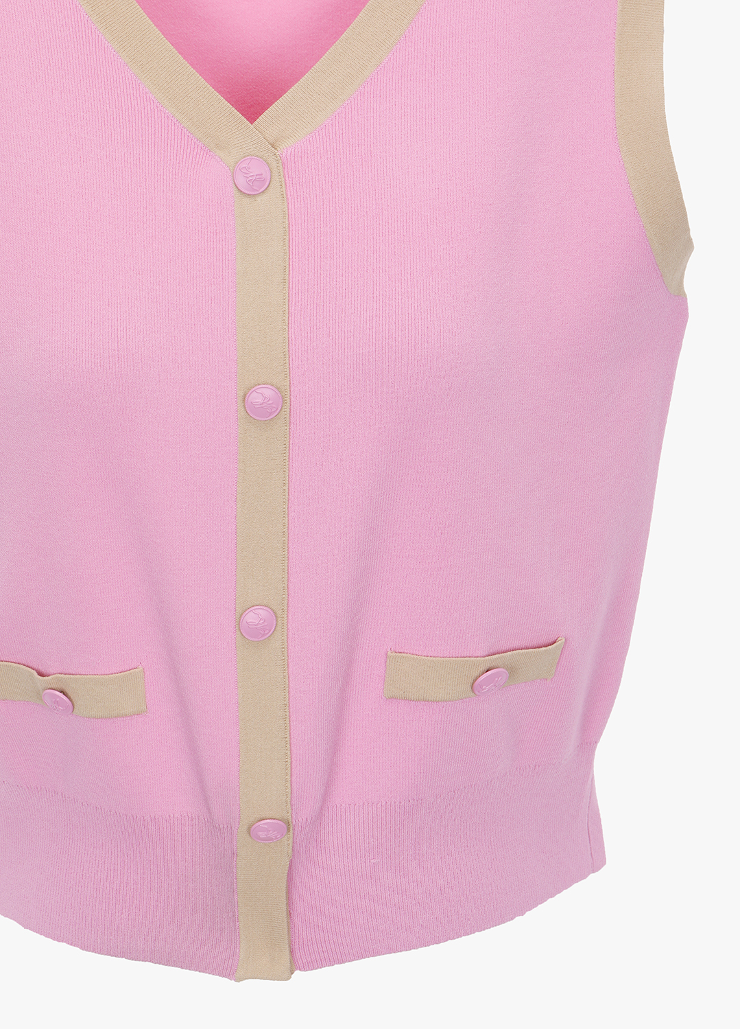 [시즌오프]컬러 배색 니트 베스트_PINK_8