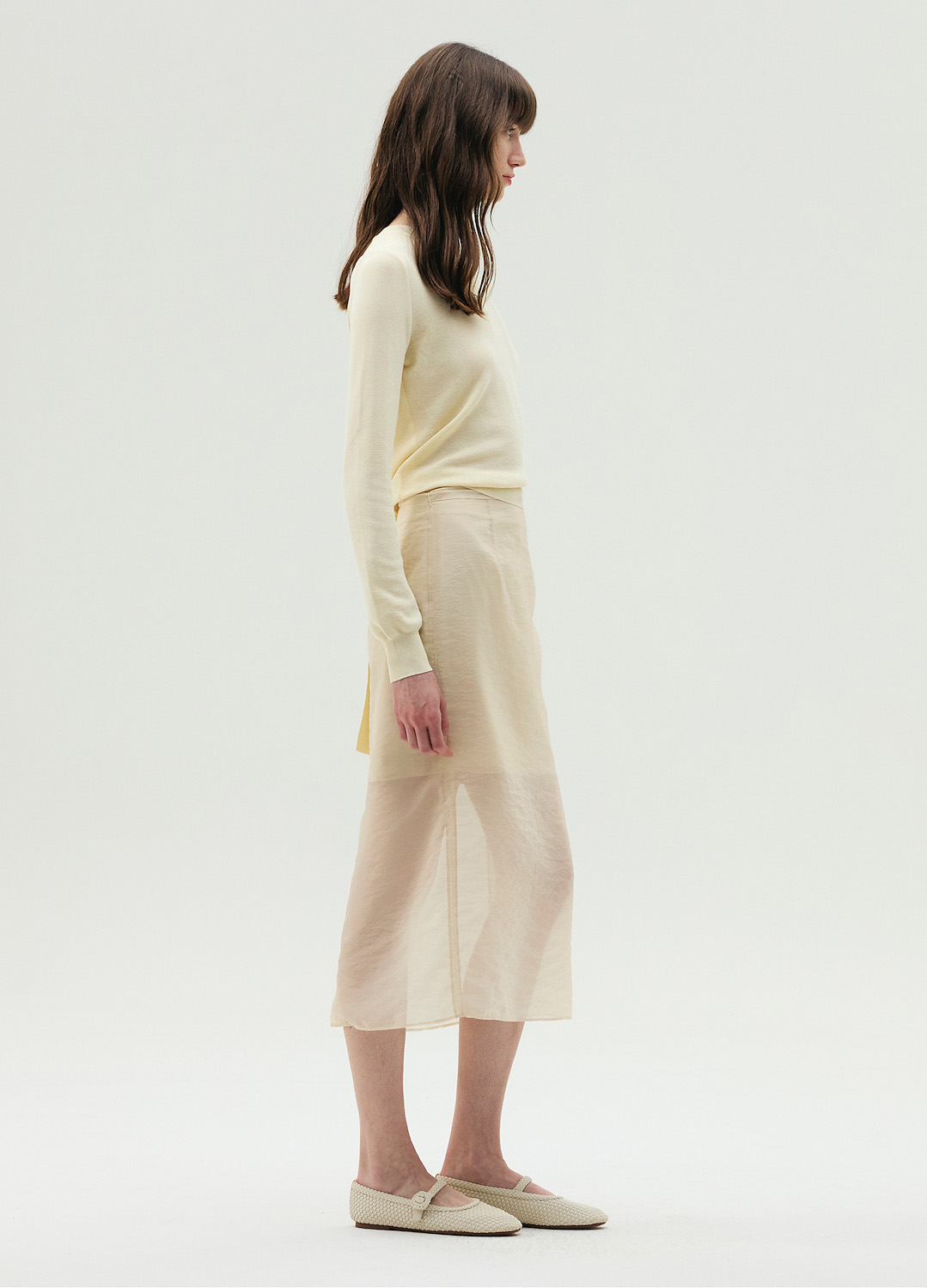 시스루 H라인 롱 스커트_LIGHT BEIGE_2