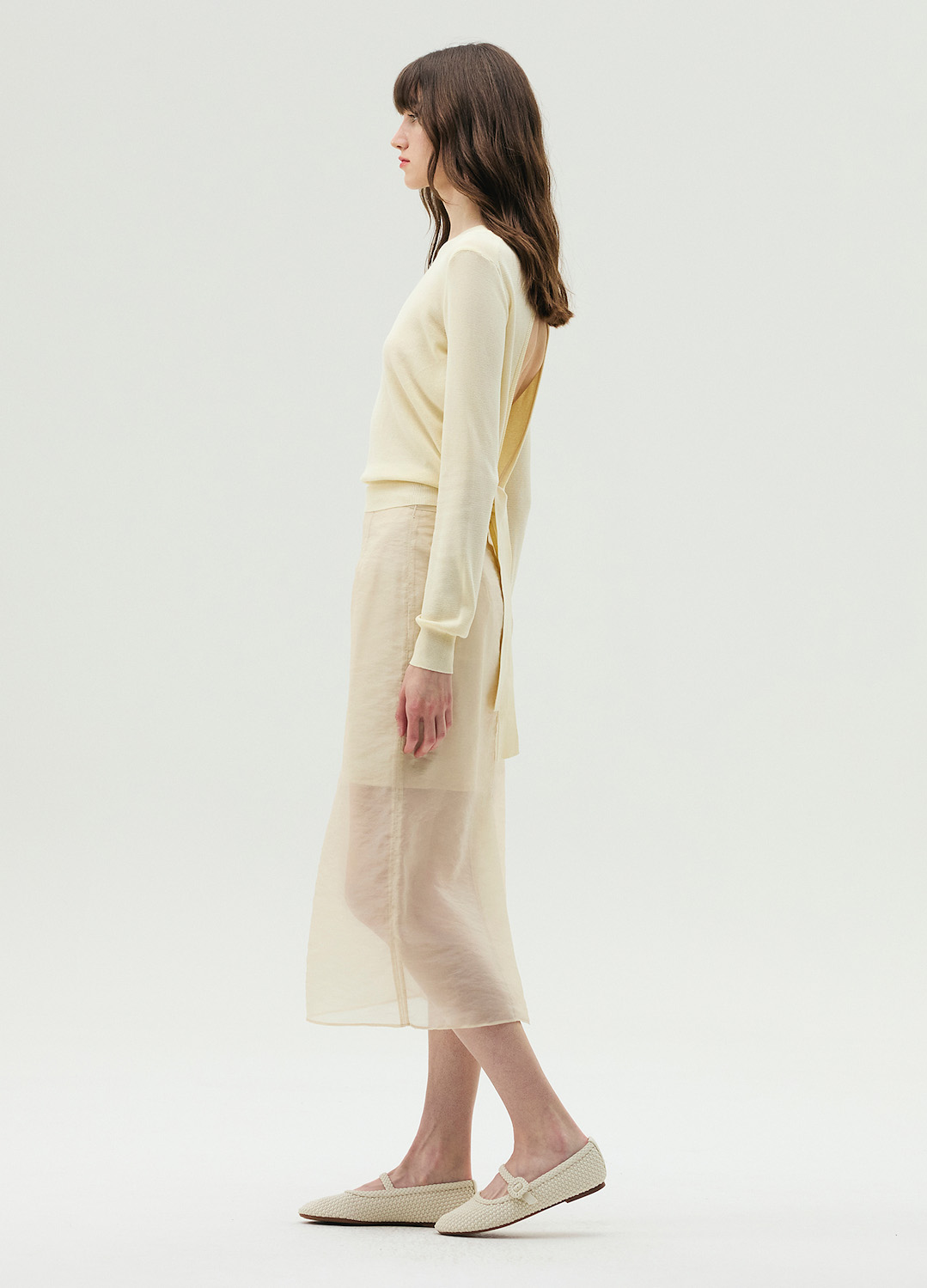 시스루 H라인 롱 스커트_LIGHT BEIGE_3