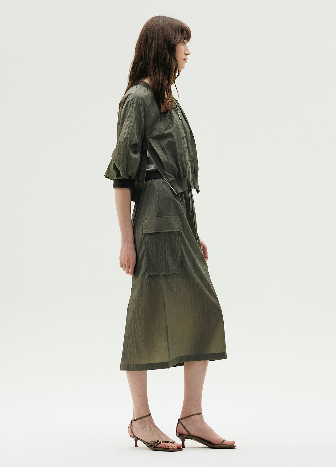 E-BAND 디테일 H라인 스커트_DARK KHAKI_6