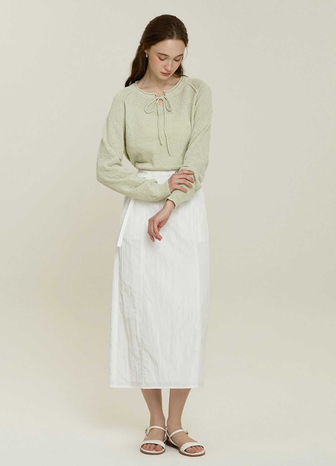 [Exclusive]네크 스트링 니트 풀오버_LIGHT GREEN_3