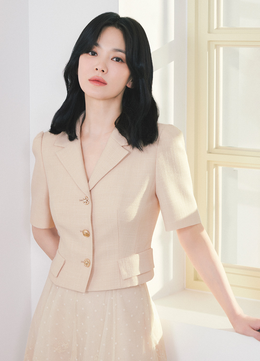 메쉬 롱 A라인 스커트_CREAM_2