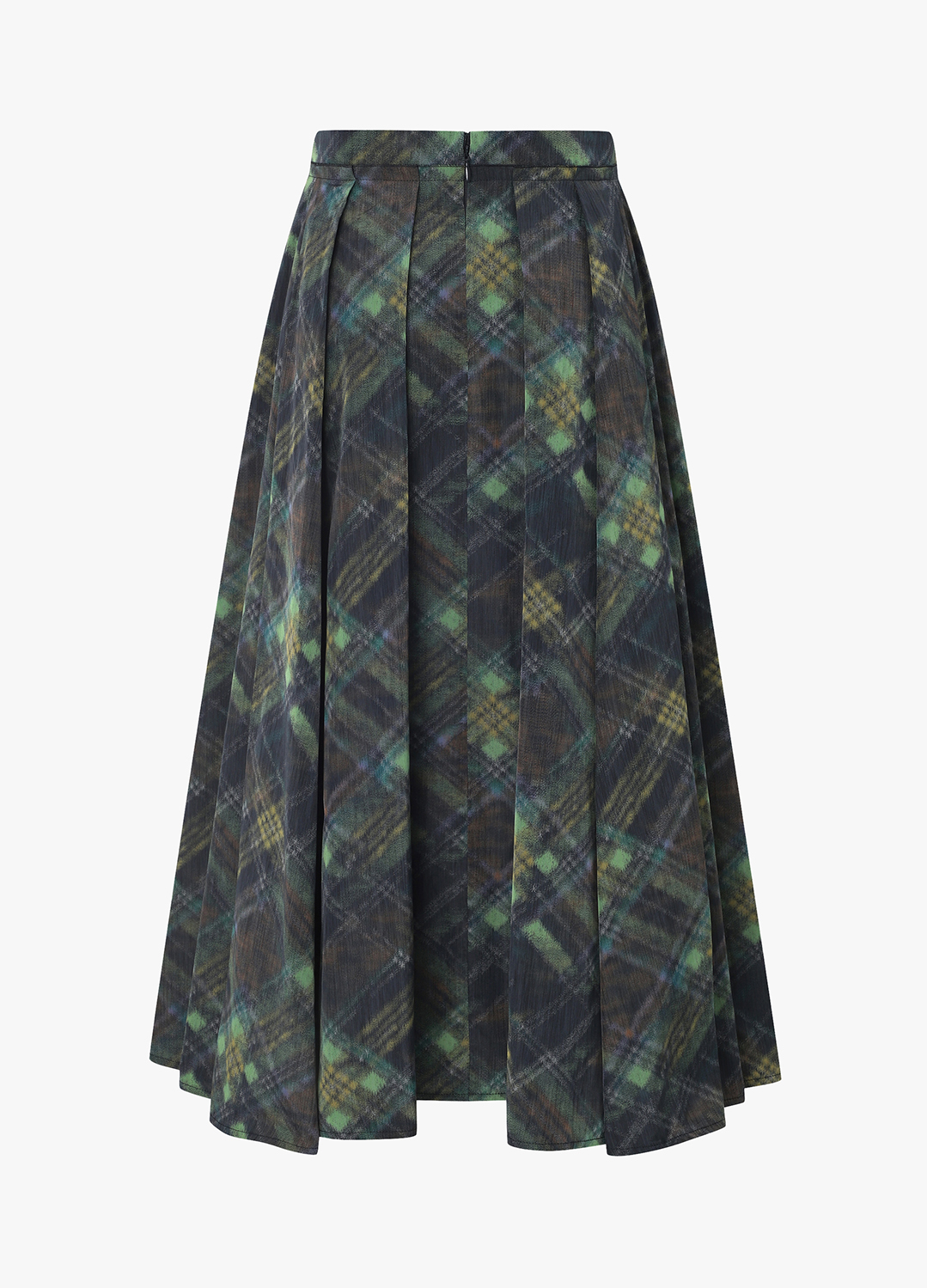 체크 패턴  A라인 스커트_DARK GREEN_6