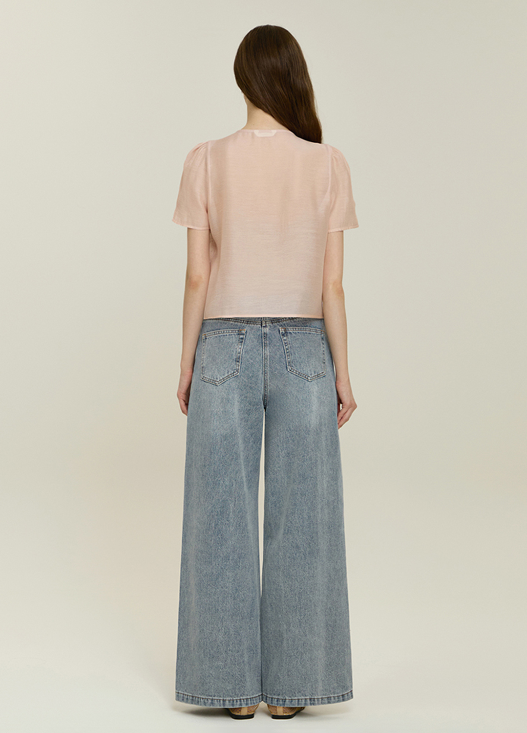 [Exclusive]레이스 뷔스티에 배색 블라우스_PINK_4