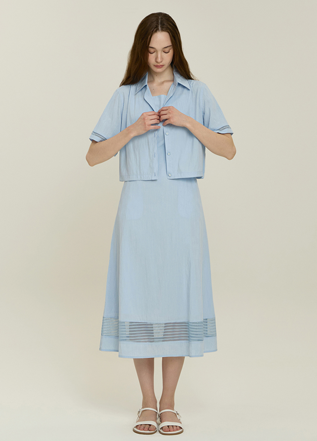 [시즌오프]메쉬 콤비 투웨이 원피스_SKY BLUE_9