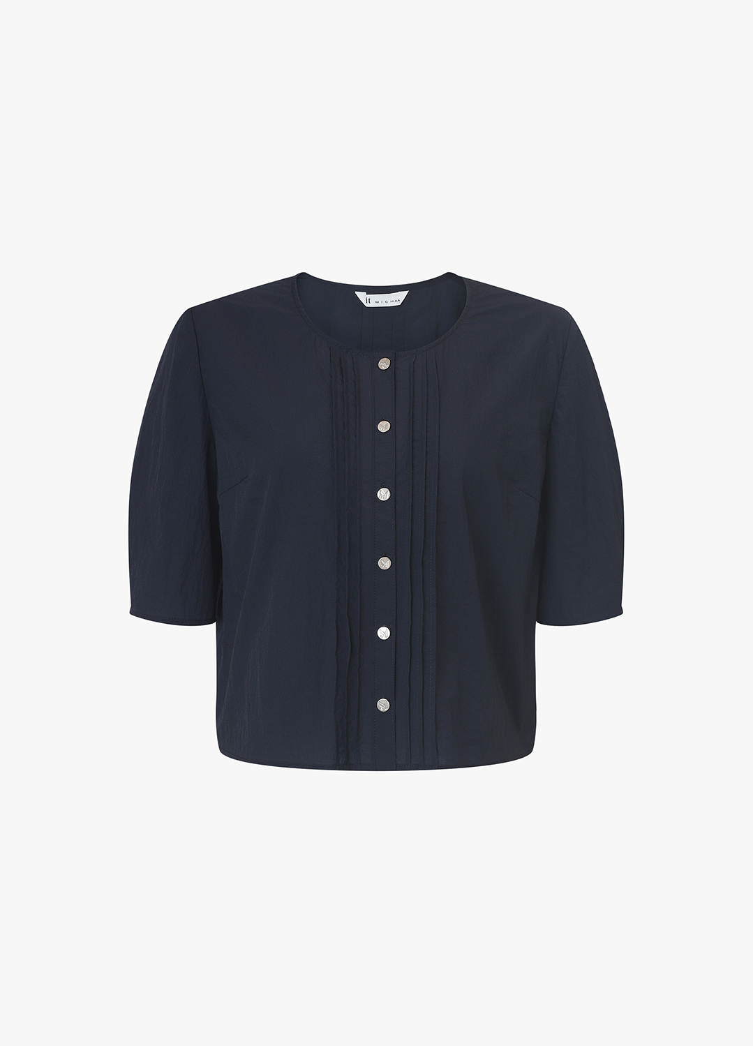 [시즌오프]핀턱 하프슬리브 블라우스_DARK NAVY_9