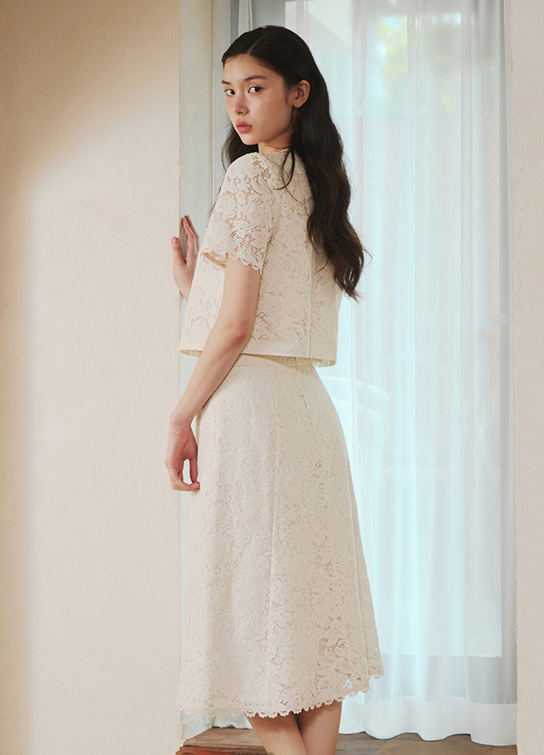 [Exclusive]레이스 플레어 스커트_CREAM_5