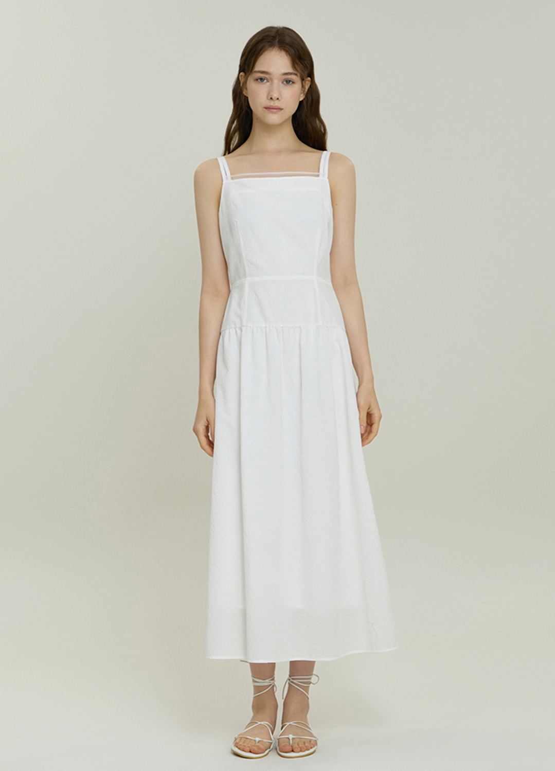 스트랩 포인트 시어서커 원피스_WHITE_1