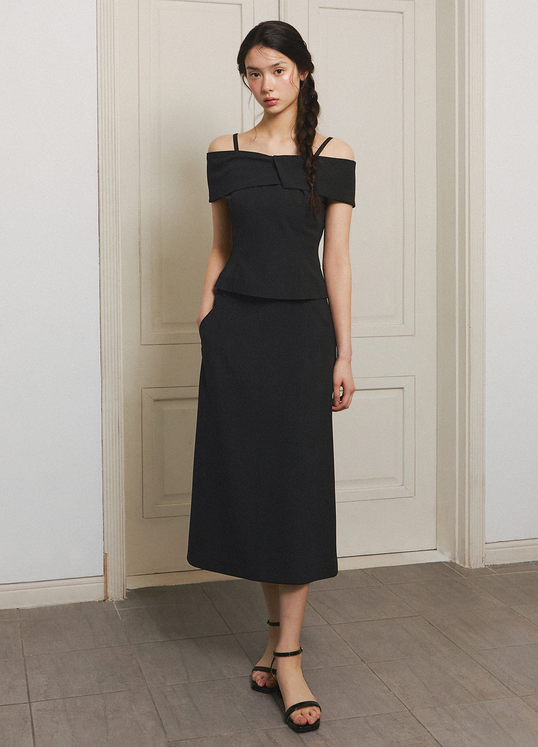 [Exclusive]H라인 셋업 스커트_BLACK_3