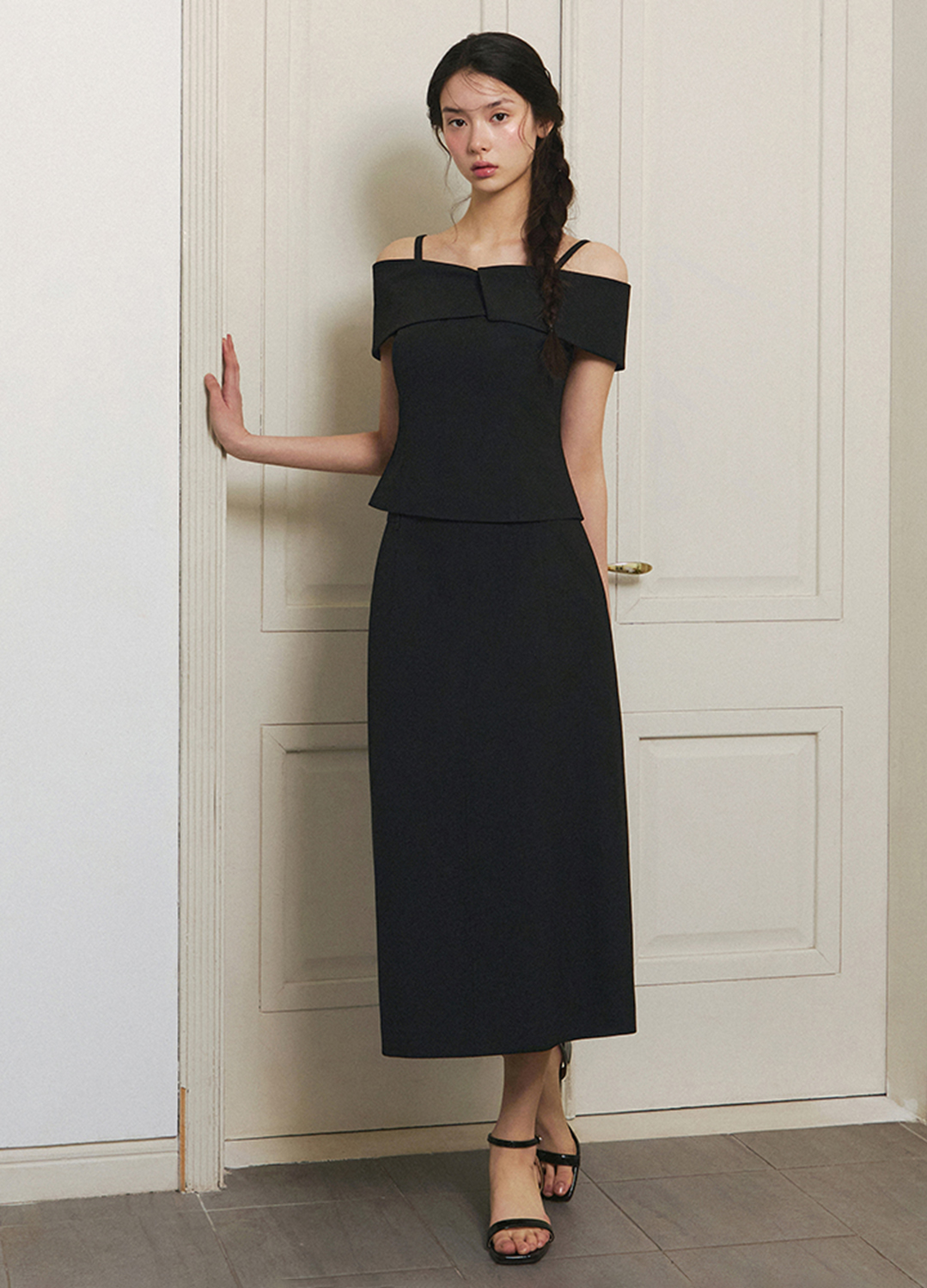 [Exclusive]H라인 셋업 스커트_BLACK_1