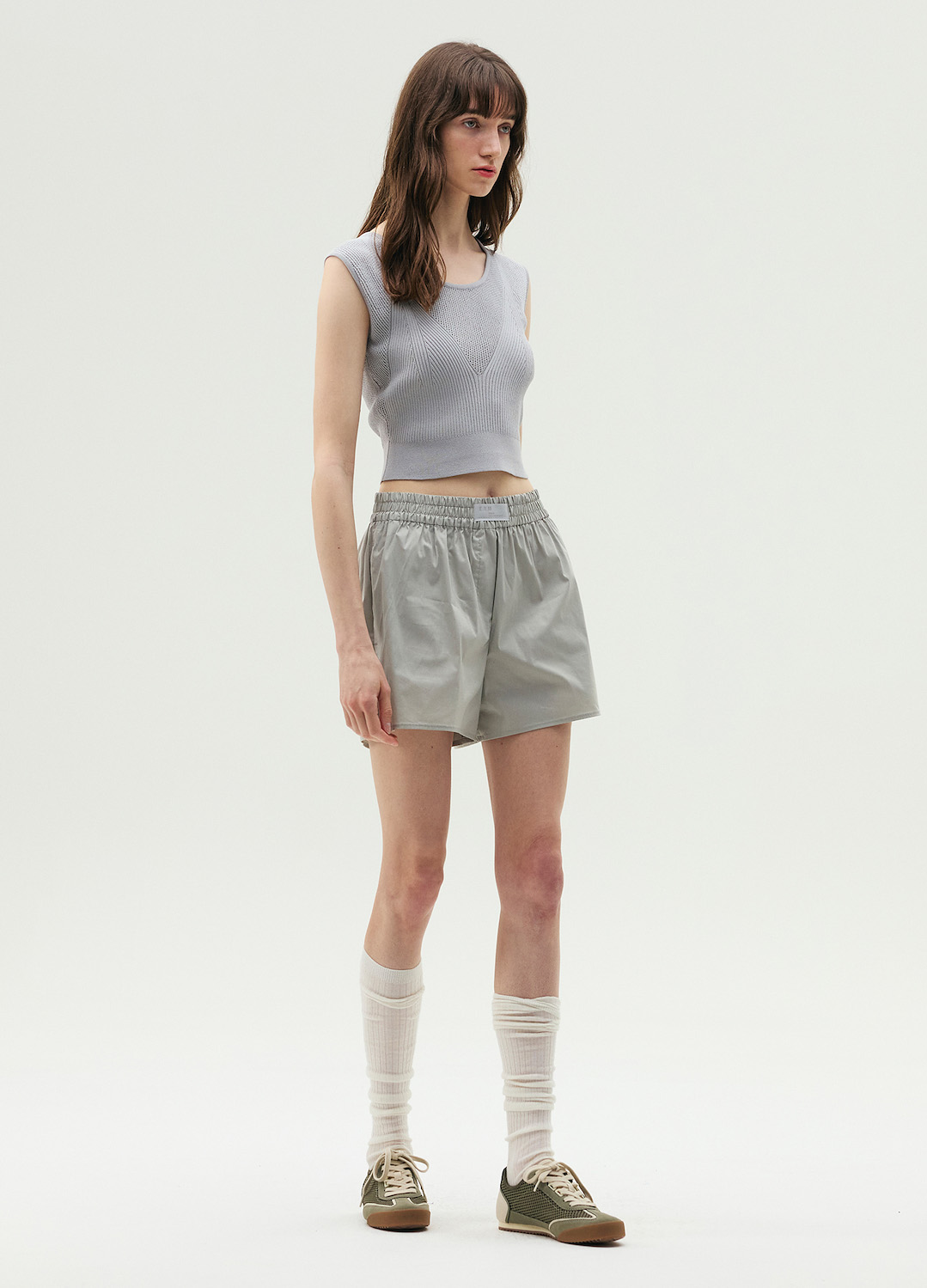 포켓 디테일 밴딩 숏 팬츠_LIGHT GREY_2