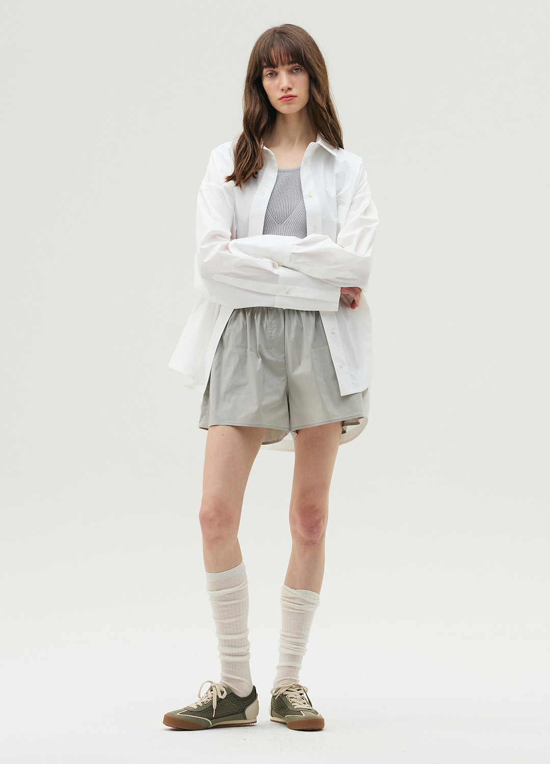 포켓 디테일 밴딩 숏 팬츠_LIGHT GREY_5