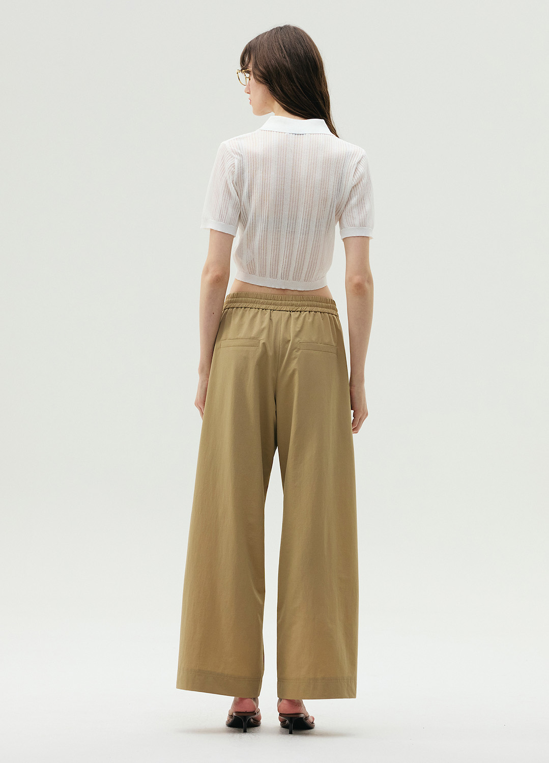 캐주얼 와이드 밴딩 팬츠_BEIGE_5