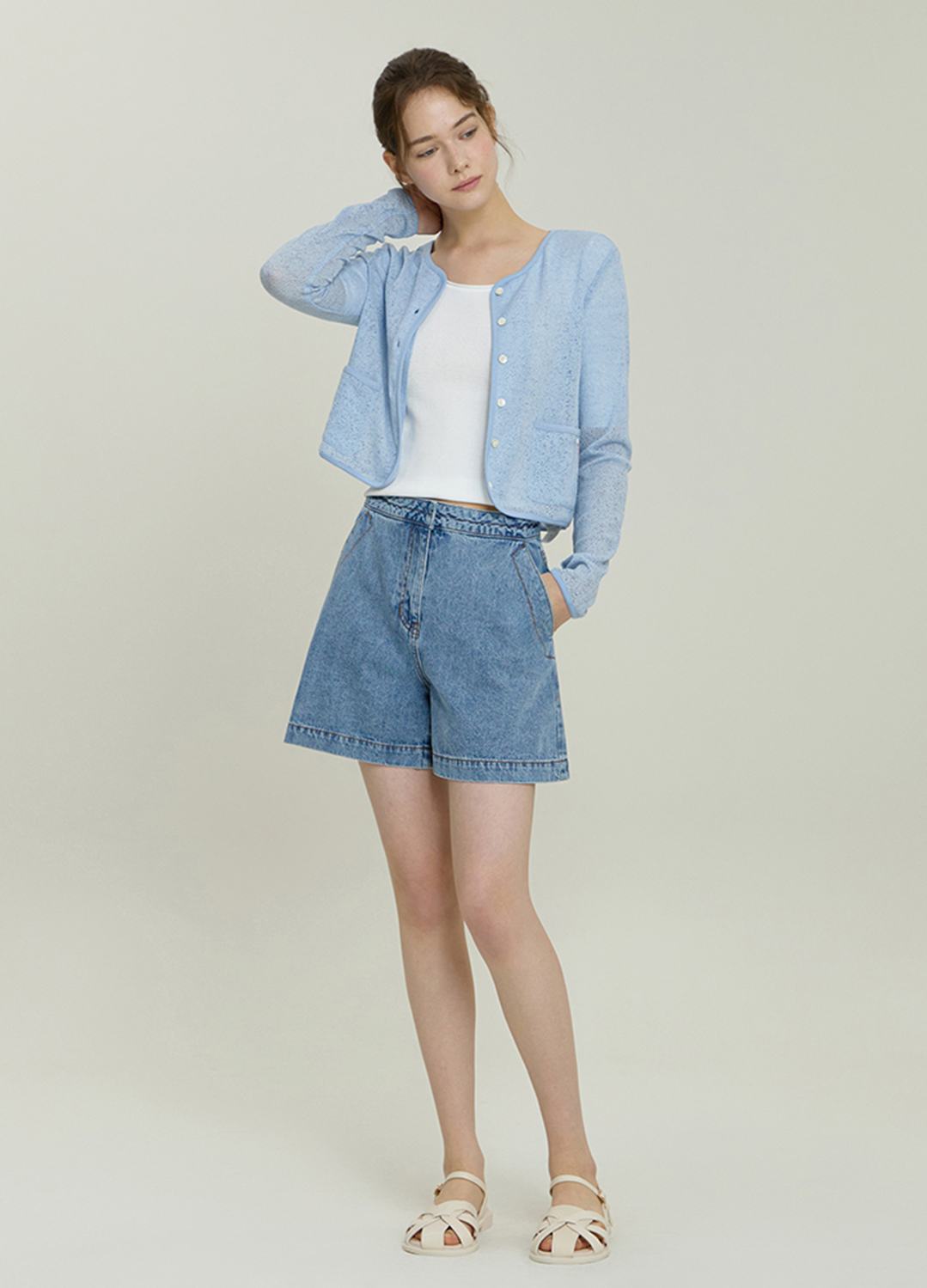 [시즌오프]버튼 포인트 데님 숏팬츠_BLUE_7