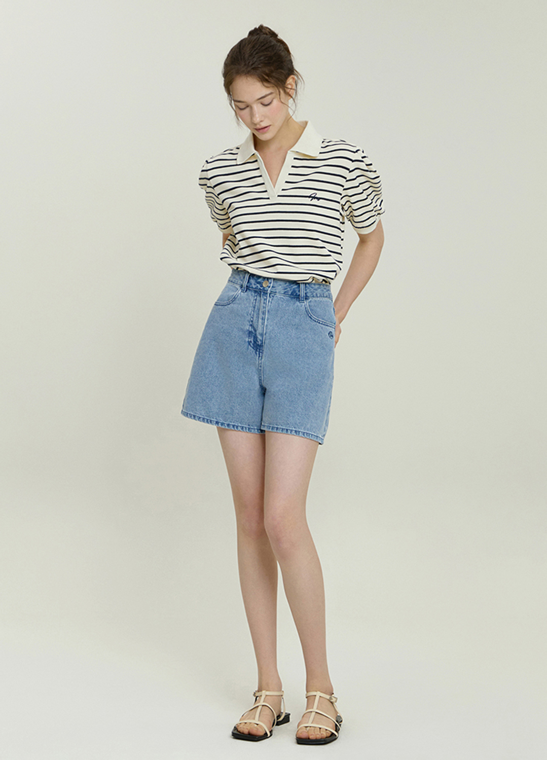 [Exclusive]자수 데님 숏팬츠_BLUE_1