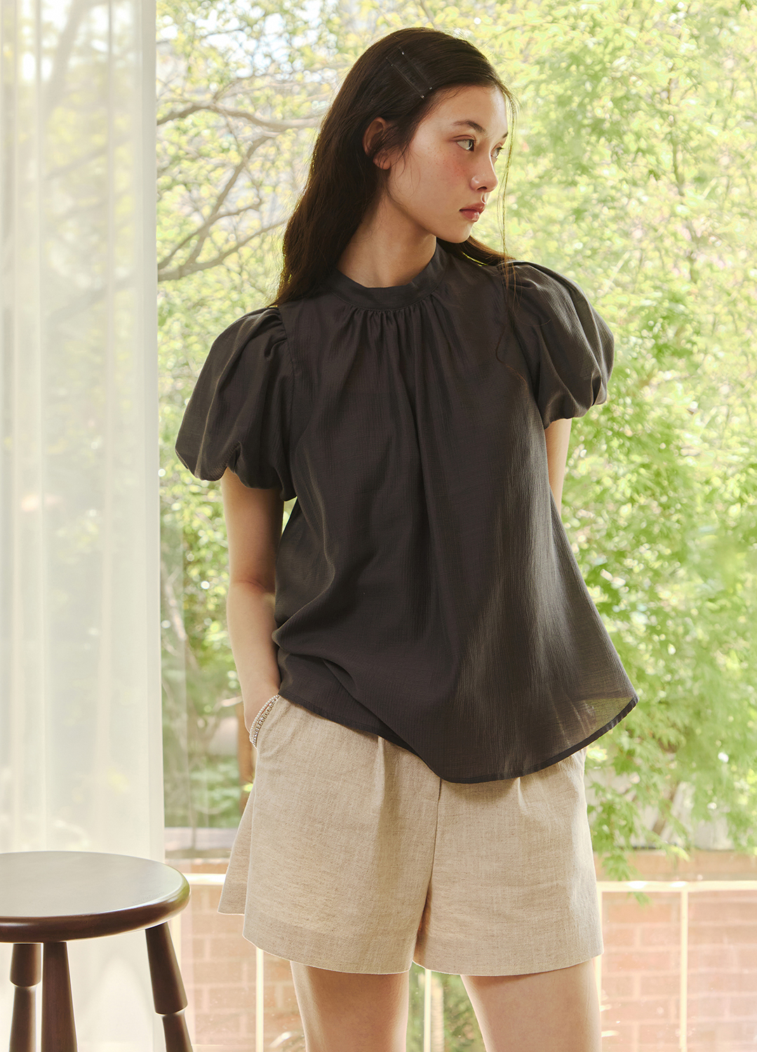 [Exclusive]린넨 셋업 숏팬츠_LIGHT BEIGE_11