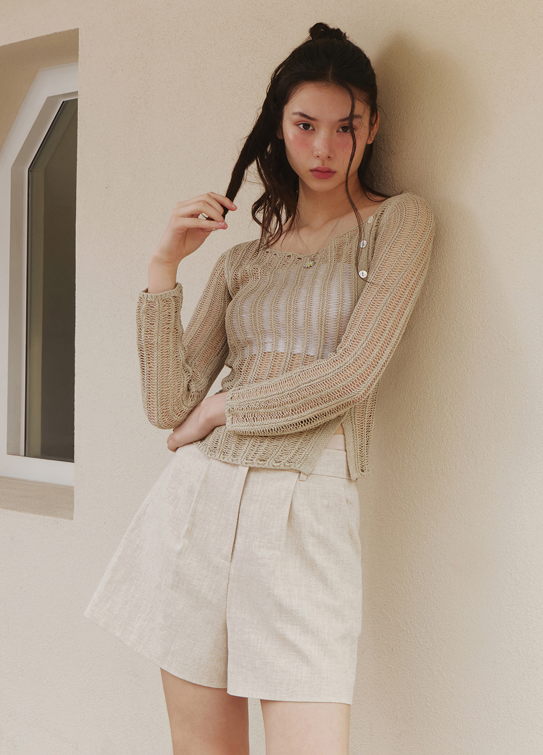 [Exclusive]린넨 셋업 숏팬츠_LIGHT BEIGE_6