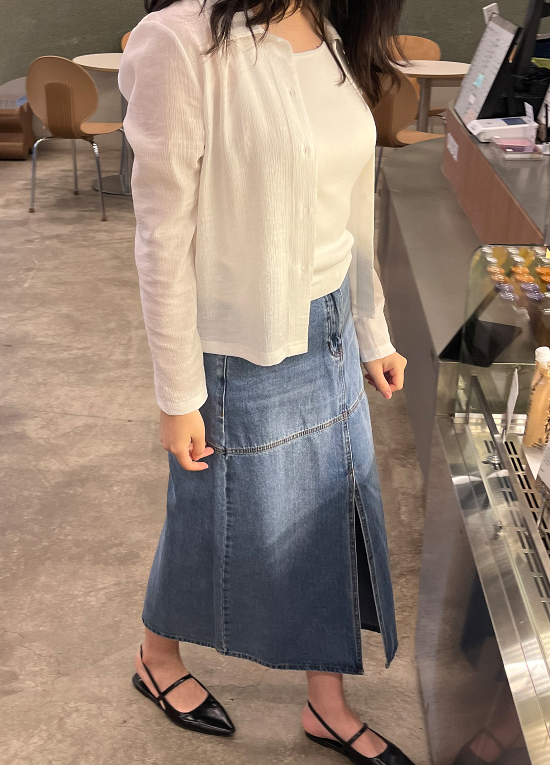 [Exclusive]H라인 데님 롱 스커트_BLUE_11