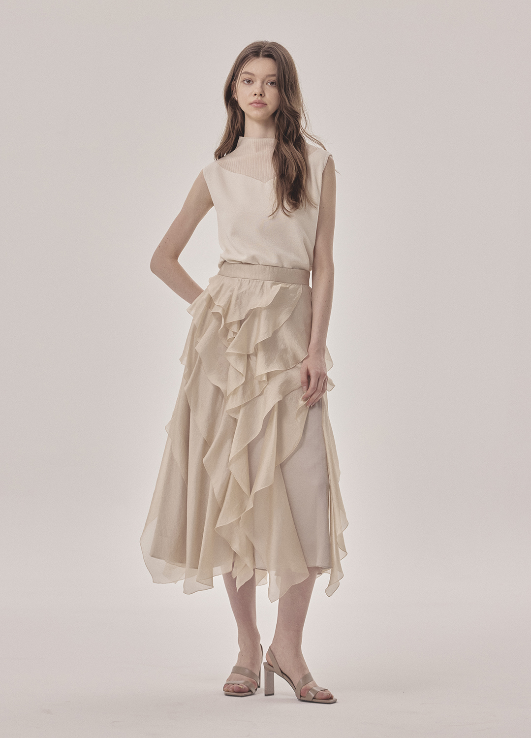 레이어 프릴 스커트_LIGHT BEIGE_2