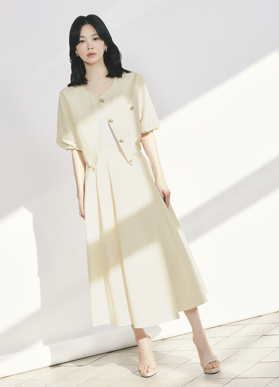 비대칭 볼륨 A라인 스커트