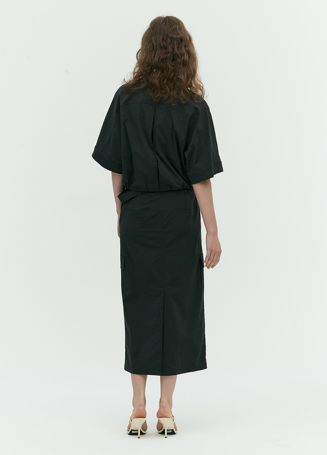 H라인 벨트 스커트_BLACK_4