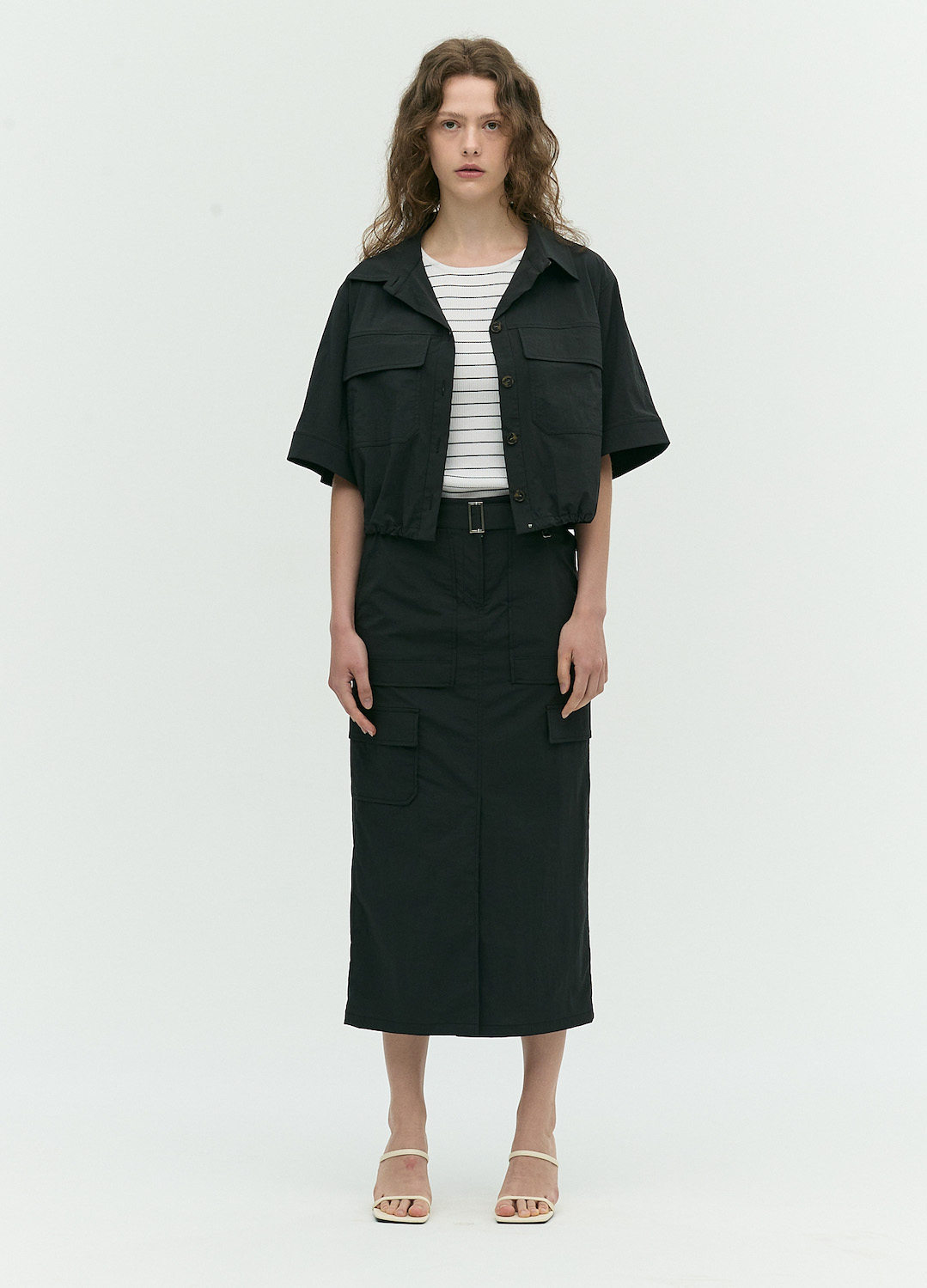 H라인 벨트 스커트_BLACK_5