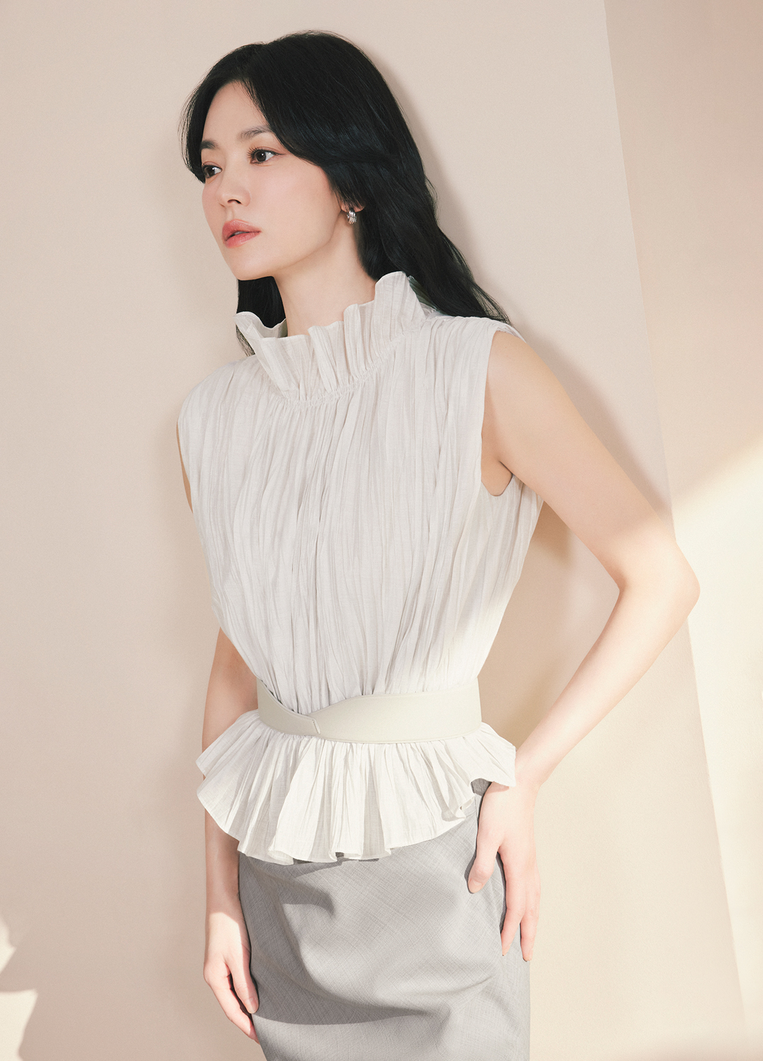 H라인 슬릿 스커트_LIGHT GREY_3