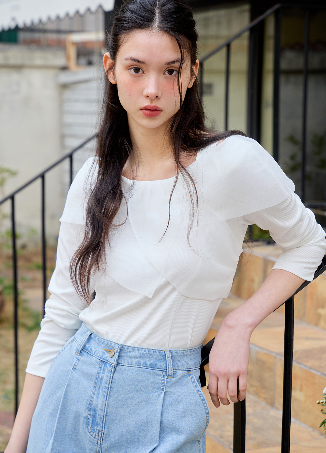 원 턱 쿨 데님 팬츠_SKY BLUE_5