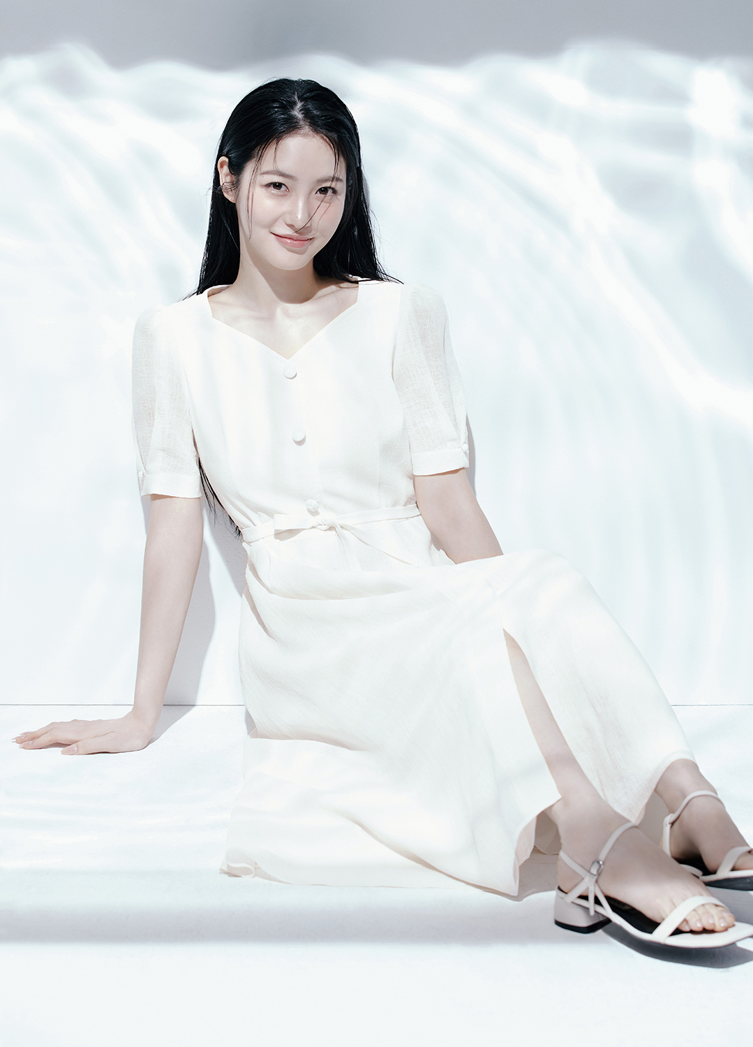 하트넥 롱 원피스_IVORY_4