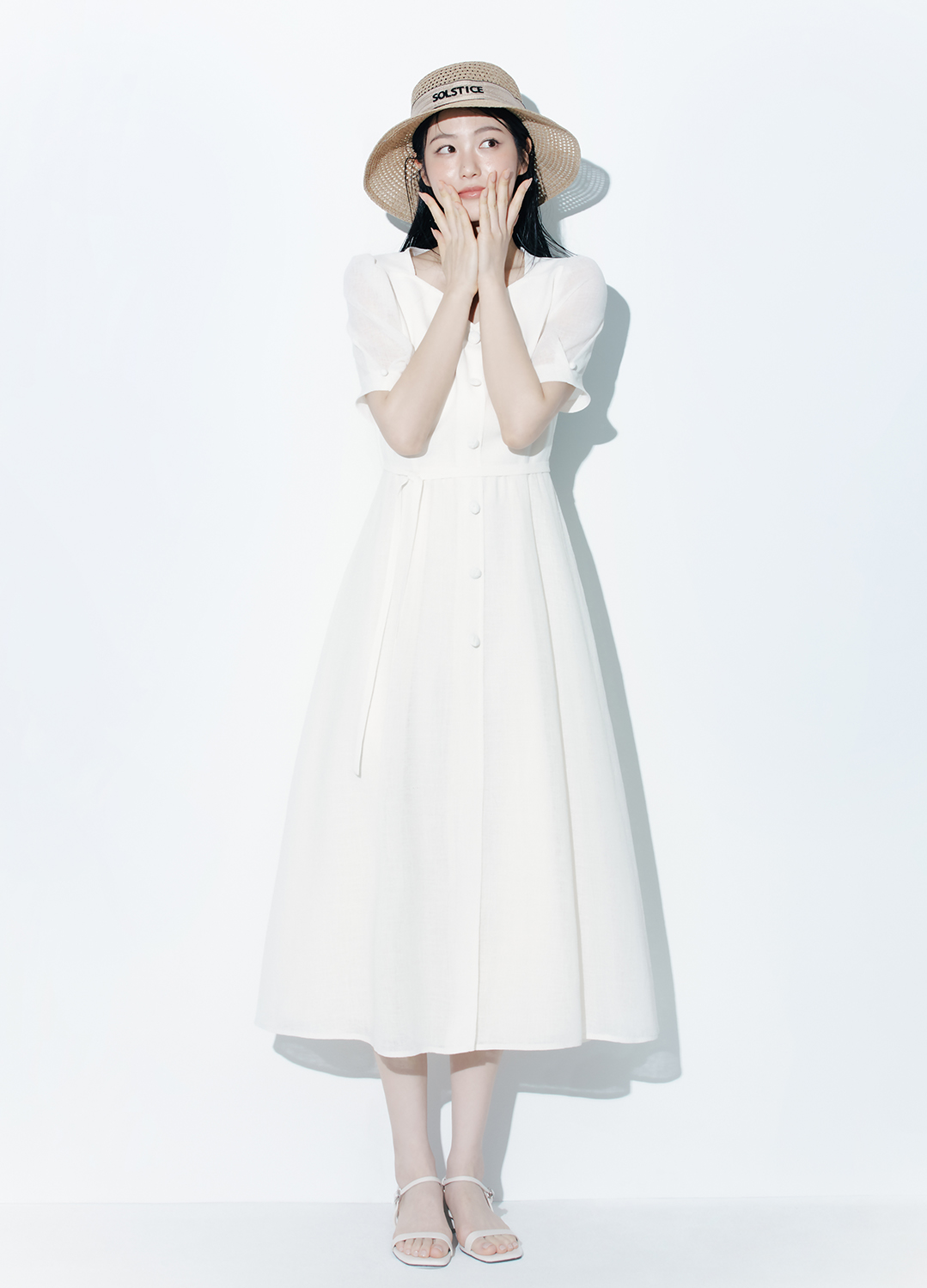 하트넥 롱 원피스_IVORY_3