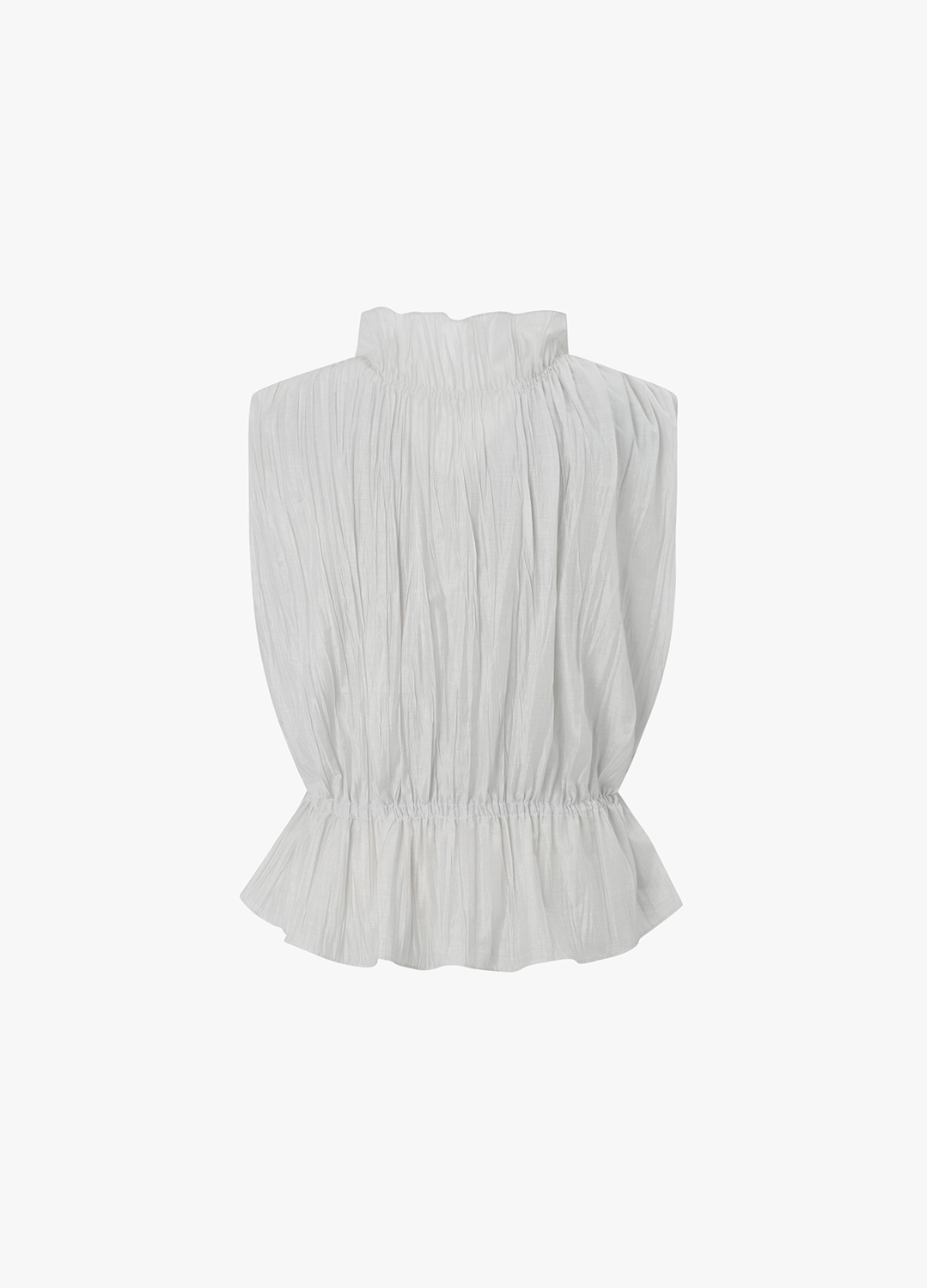 셔링 디테일 볼륨 블라우스_OFF WHITE_5