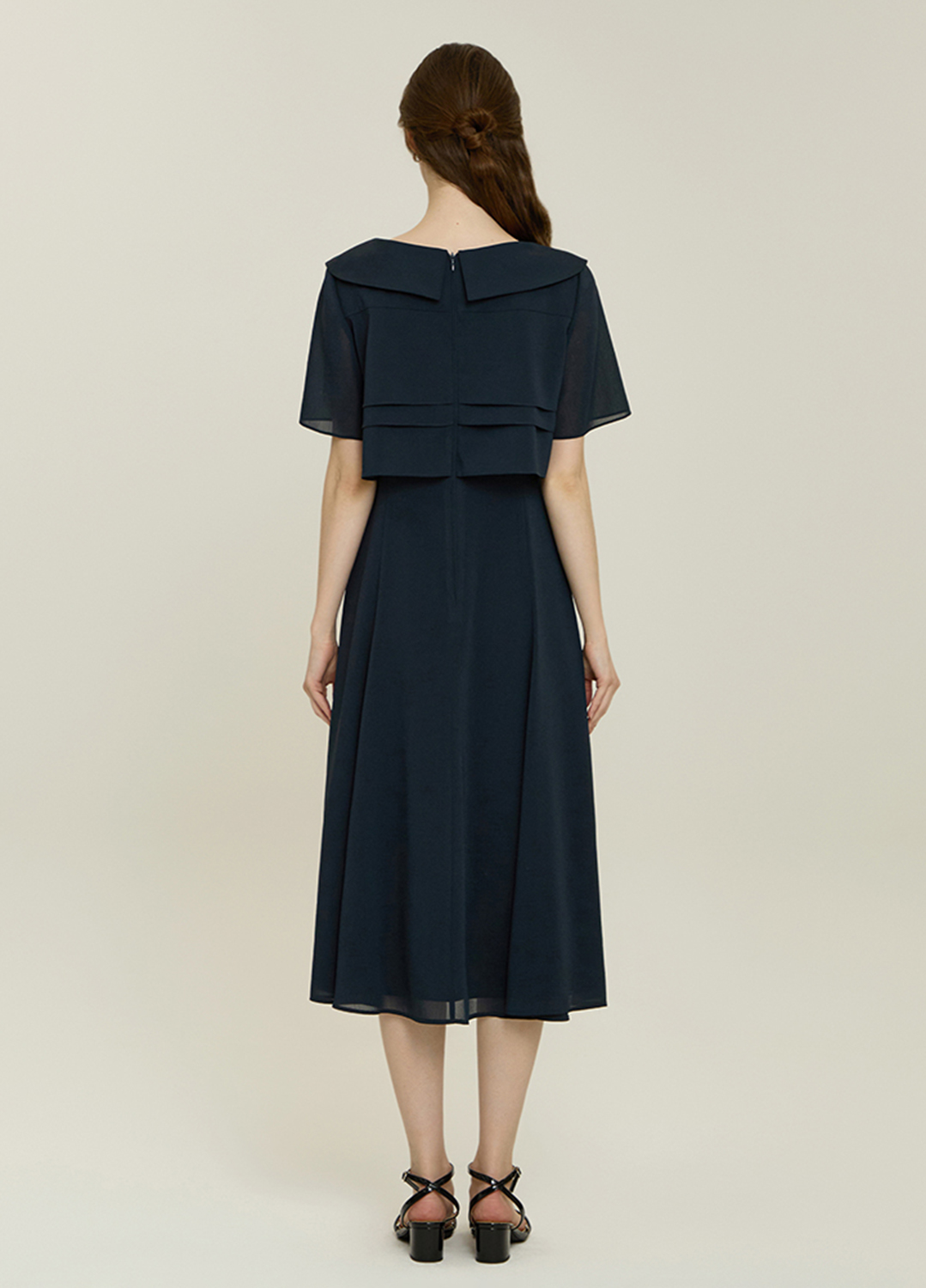 러플 카라 원피스_DARK NAVY_4