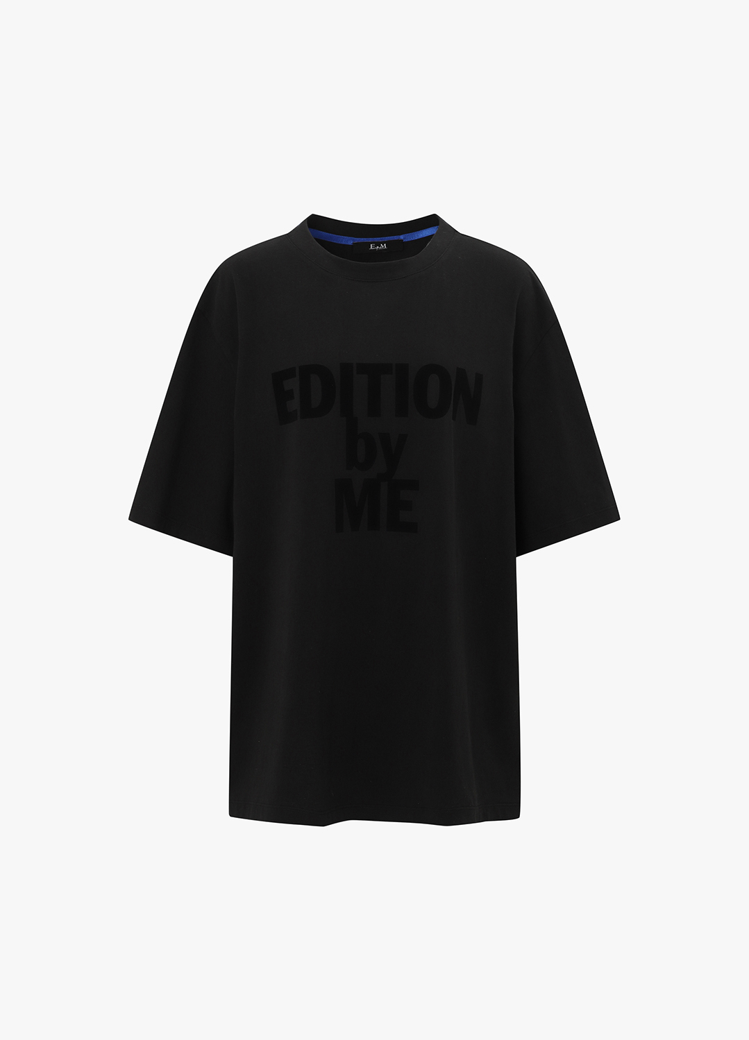 오버핏 레터링 티셔츠_BLACK_1