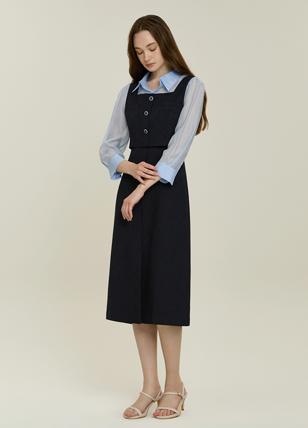 레이어 셔츠 원피스_DARK NAVY_15