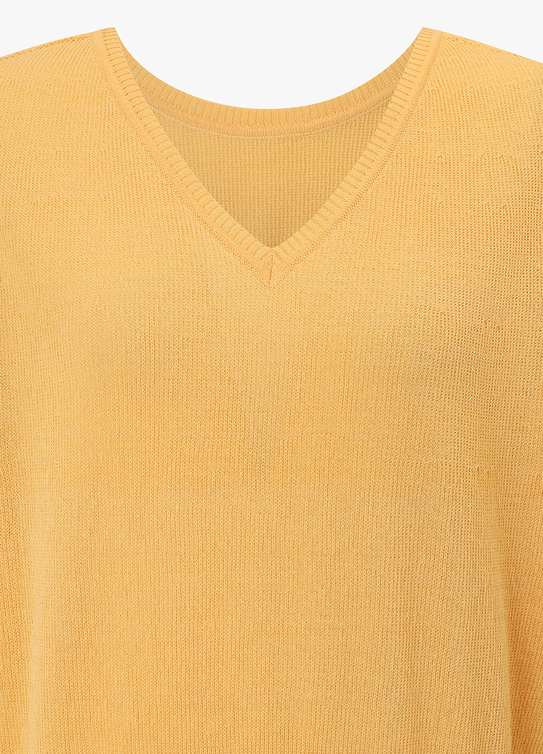 V넥 홀가먼트 니트 탑_ORANGE_3
