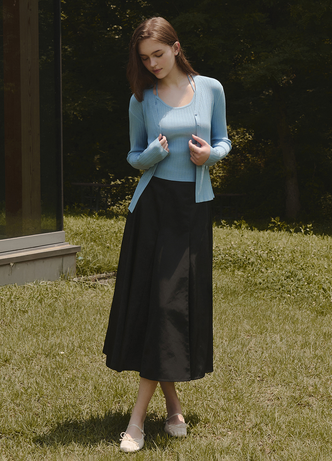 [Exclusive]플레어 롱스커트_STRONG BLACK_6