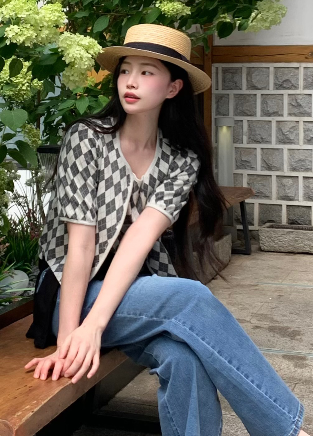 아가일 저지 탑 & 가디건 세트_GREY_10