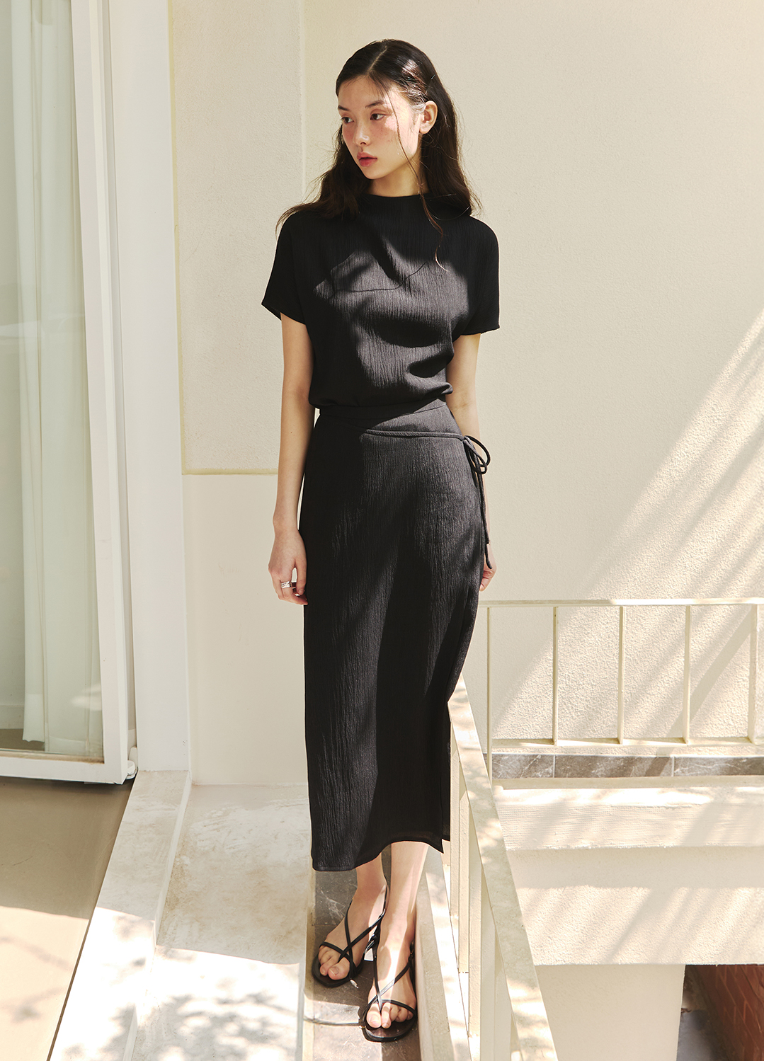 [6/20 순차배송][Exclusive] 플리츠 랩 스커트_STRONG BLACK_2