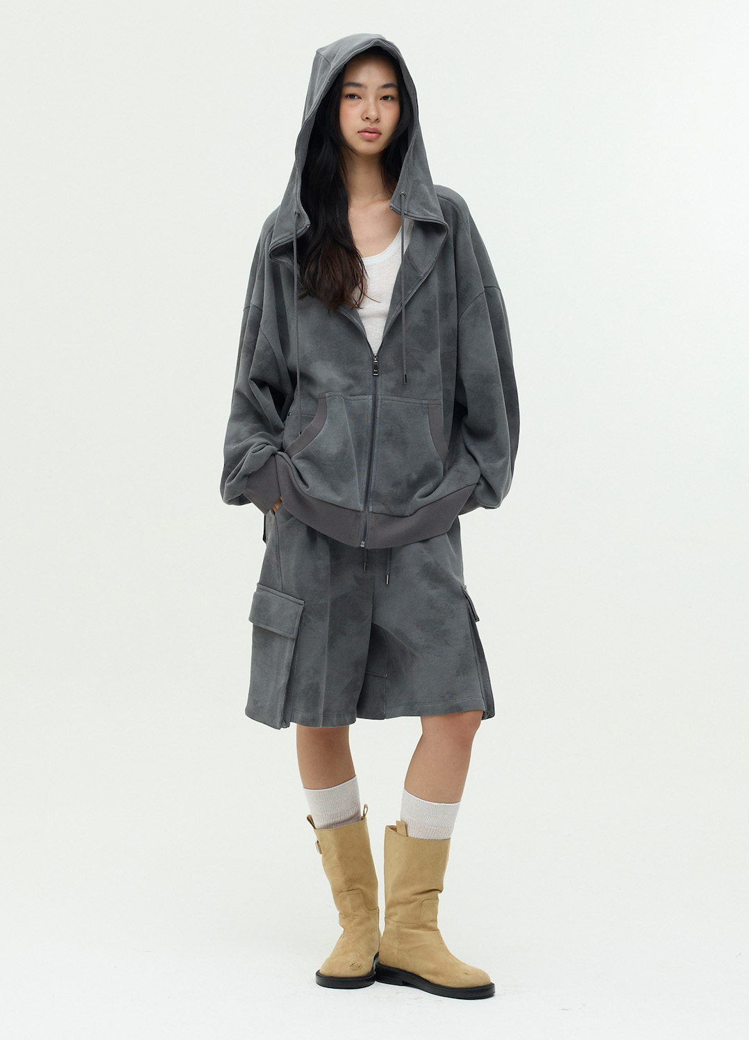 이비엠 E.B.M [추가20]코인포켓 디테일 후드 집업 DARK GREY | SISUN.COM