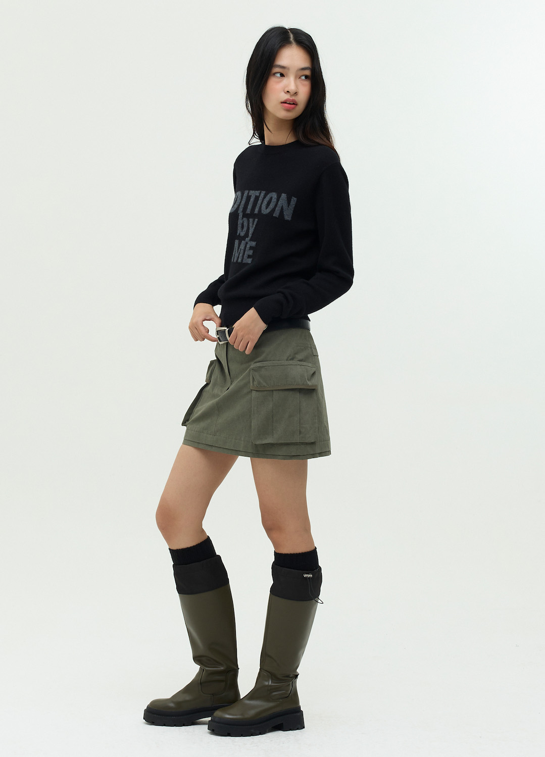 [프리오픈]아웃 포켓 미니 스커트_KHAKI_13
