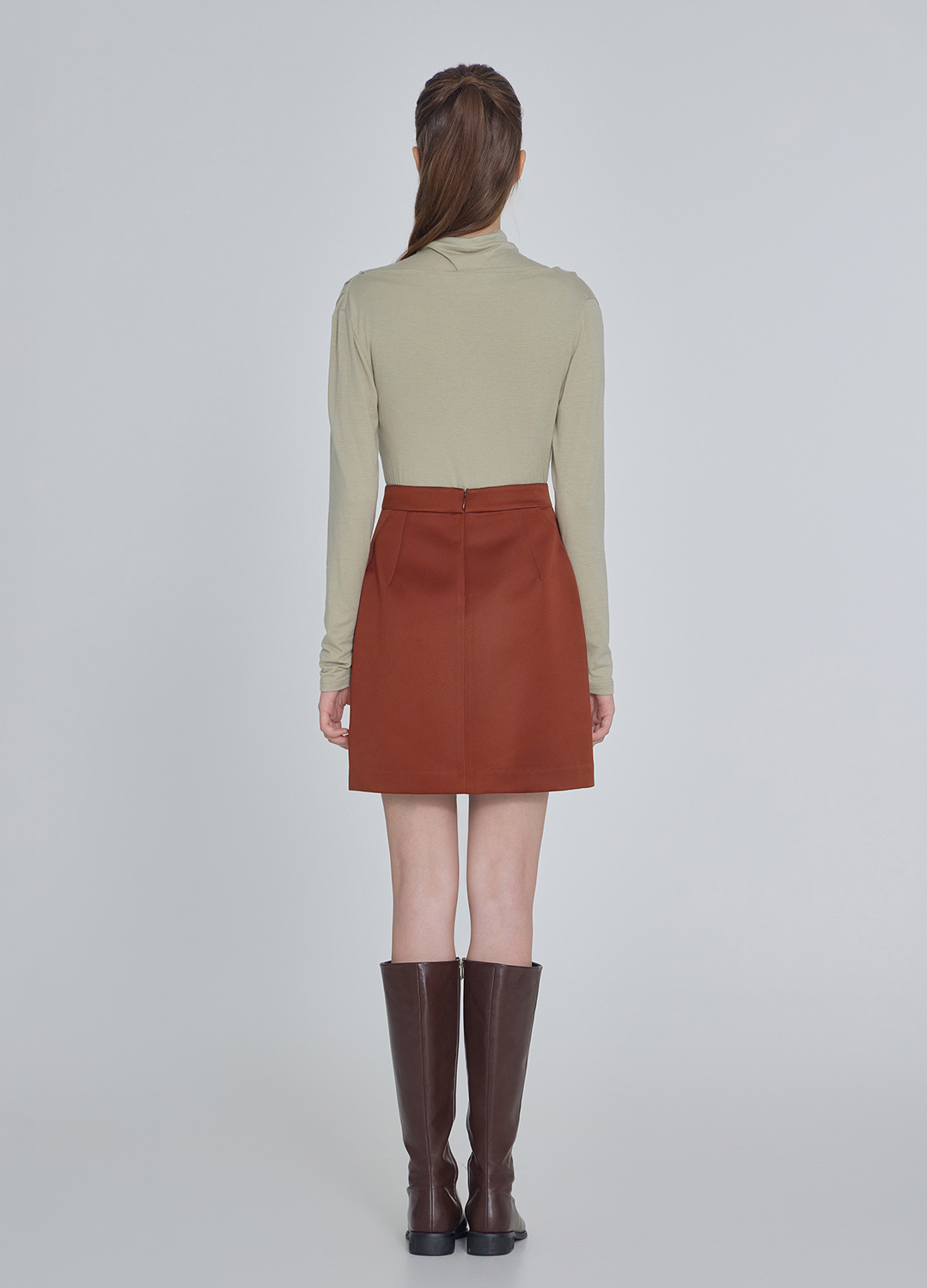 볼륨 미니 스커트_BROWN_7