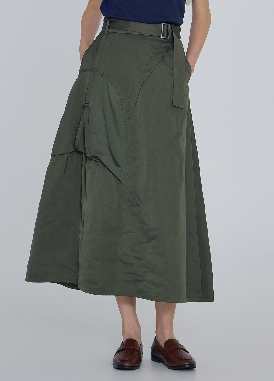 스트랩 셔링 스커트_KHAKI_8