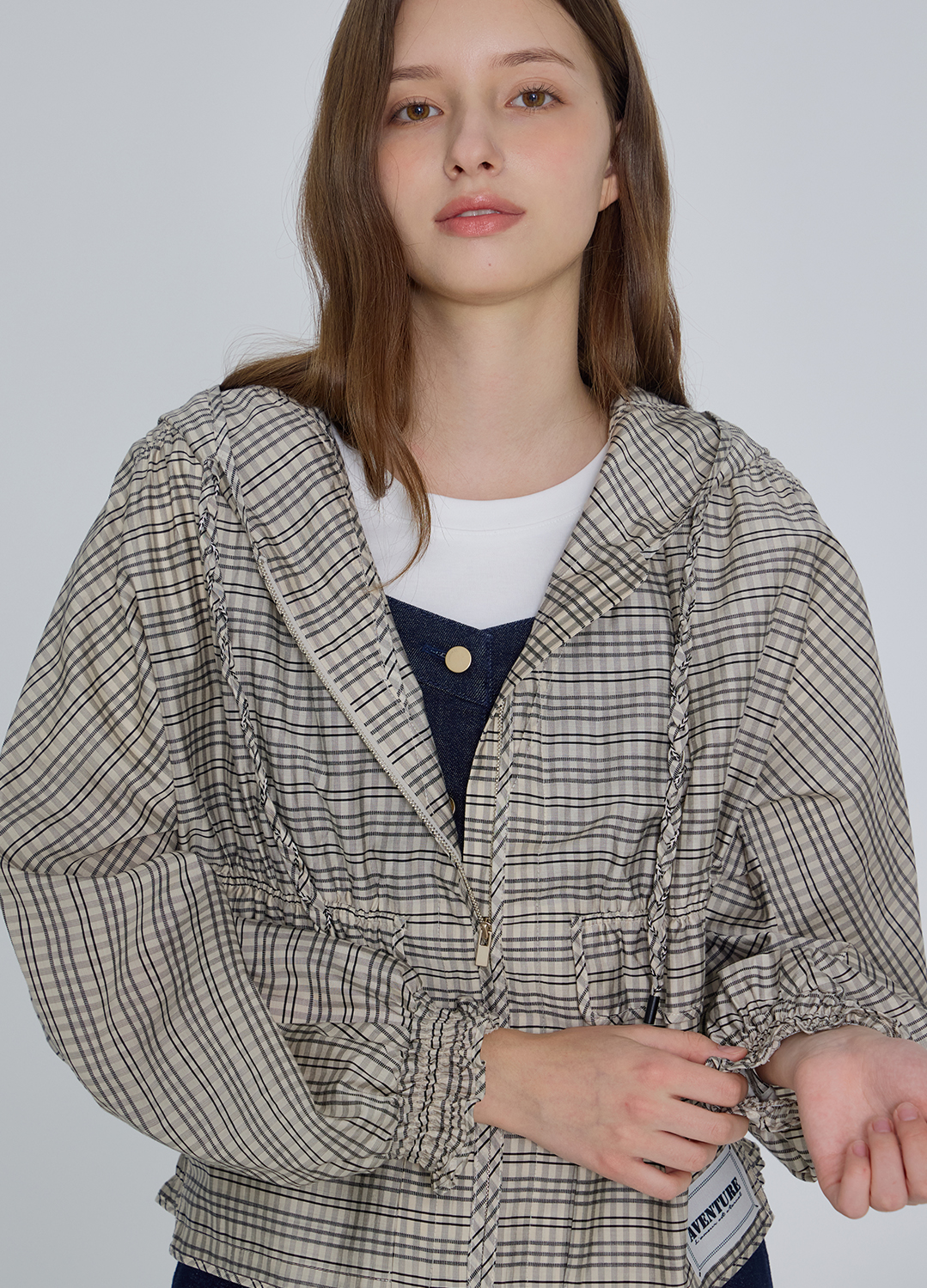 돌먼 슬리브 스트링 후드 점퍼_BEIGE_10
