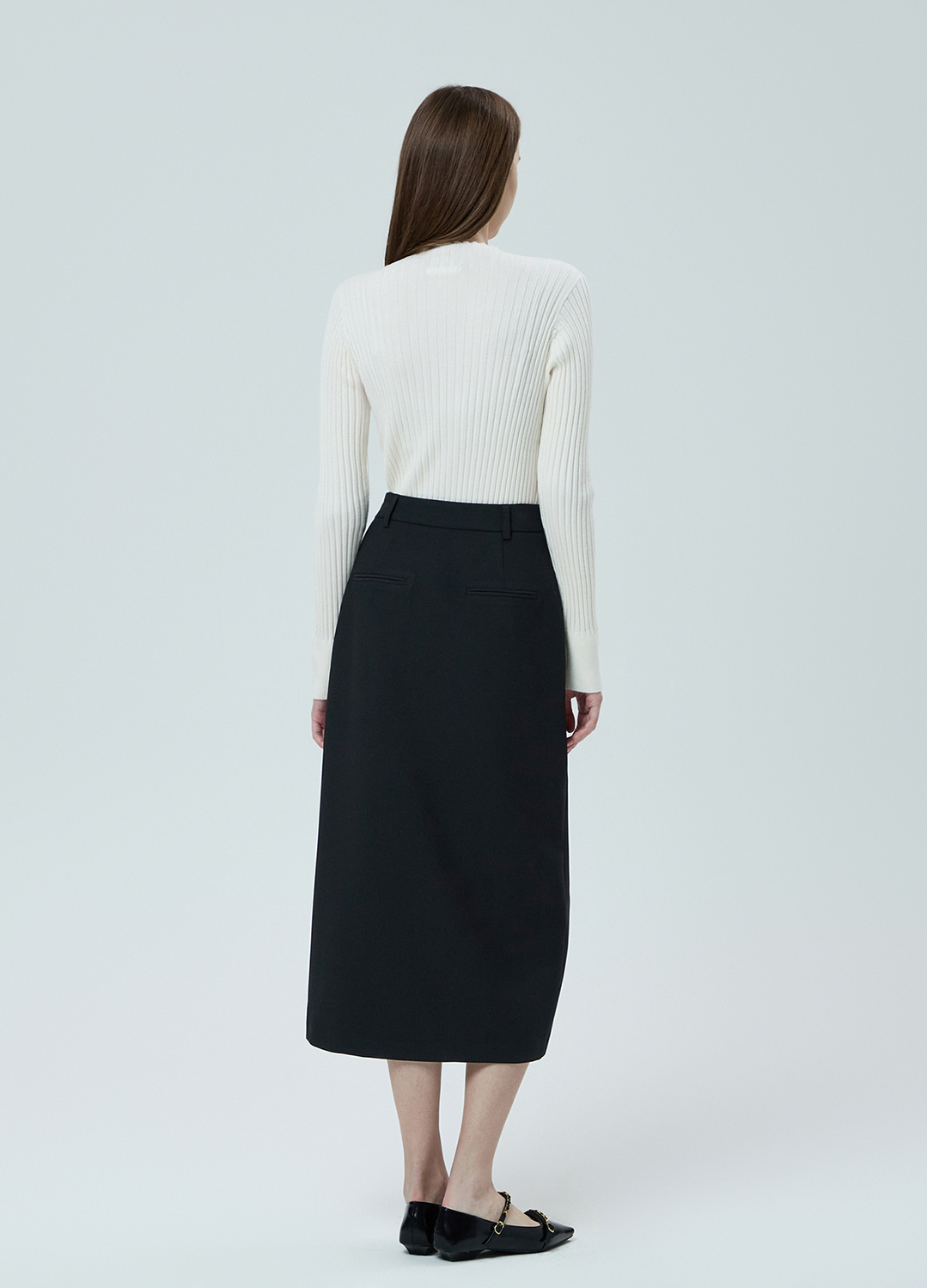 [Exclusive]랩 슬림 롱스커트_BLACK_6