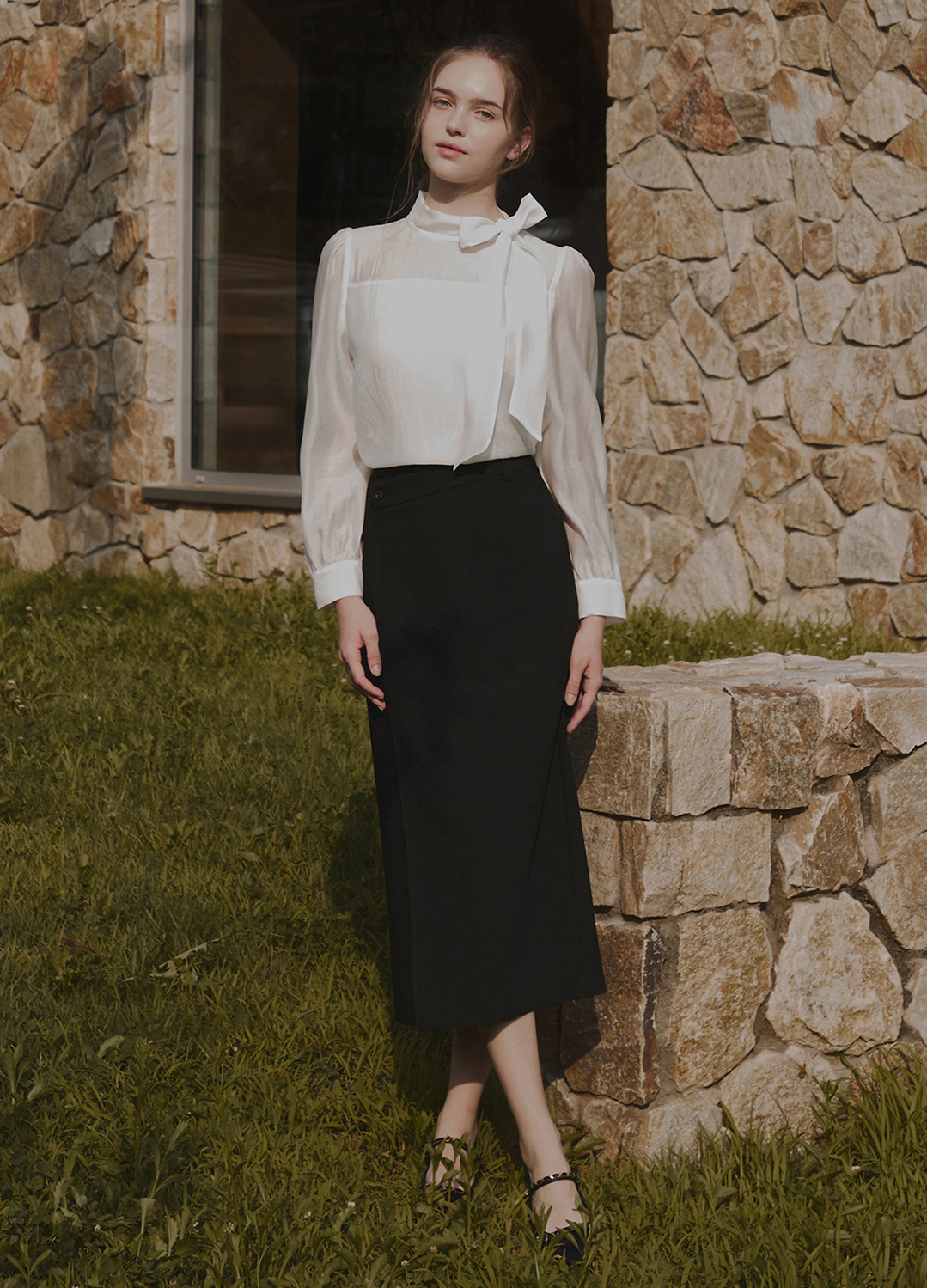 [Exclusive]랩 슬림 롱스커트_BLACK_9